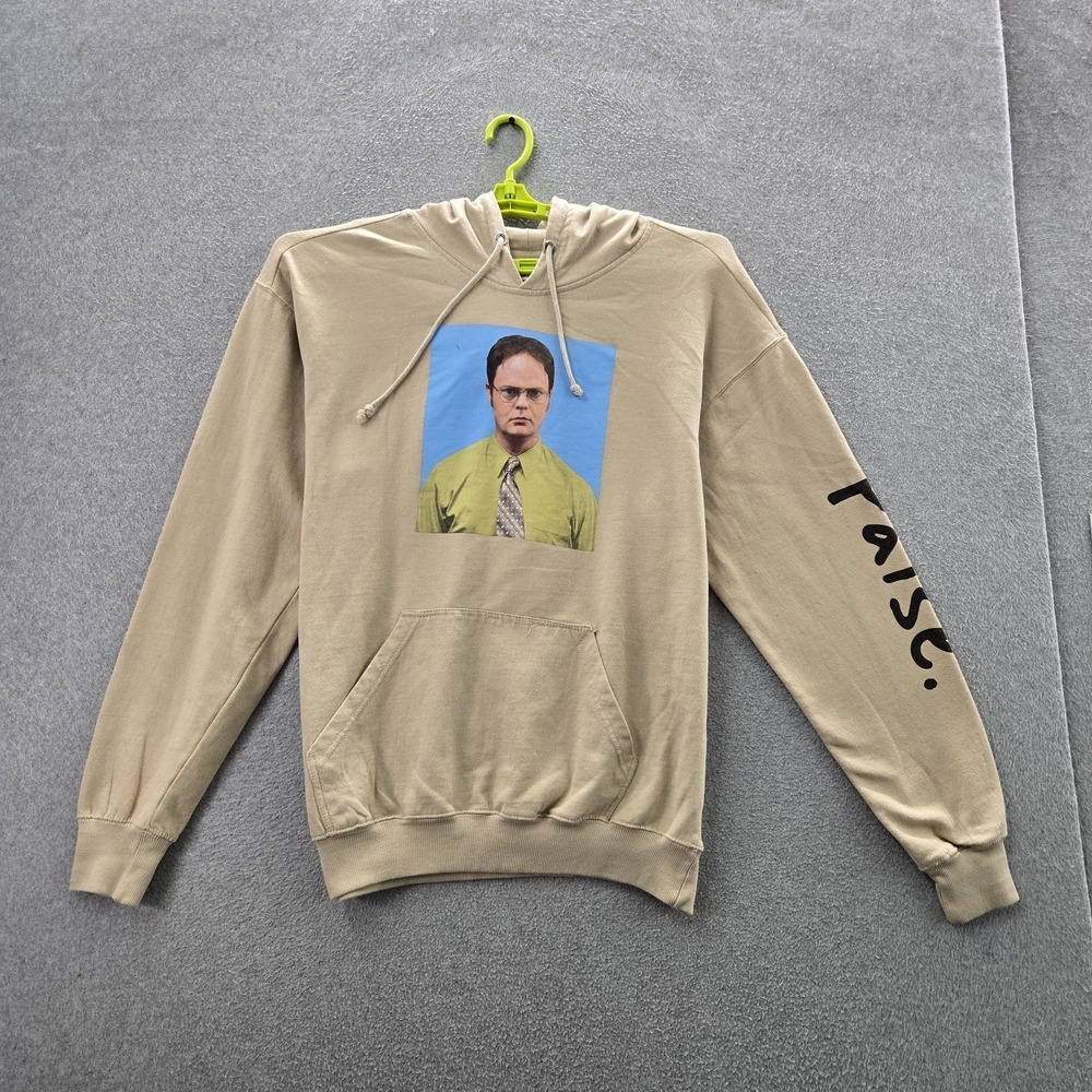 The Office Men Hoodie XL Beige Graphic Fleece Dwight Schrute False Pullover